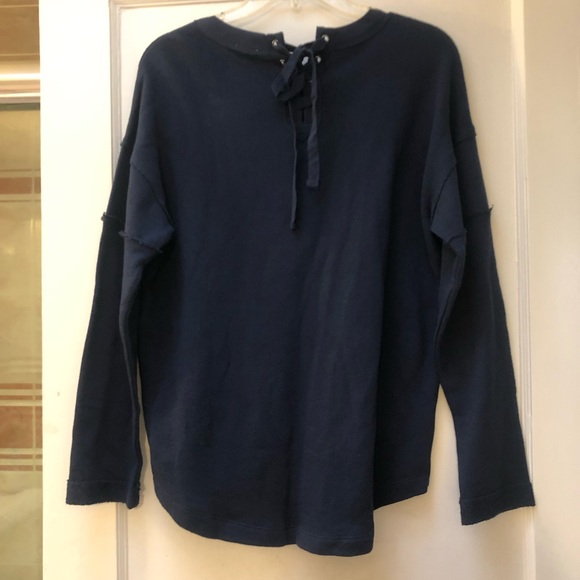 Navy sweater with lace tie up on back - Picture 4 of 7